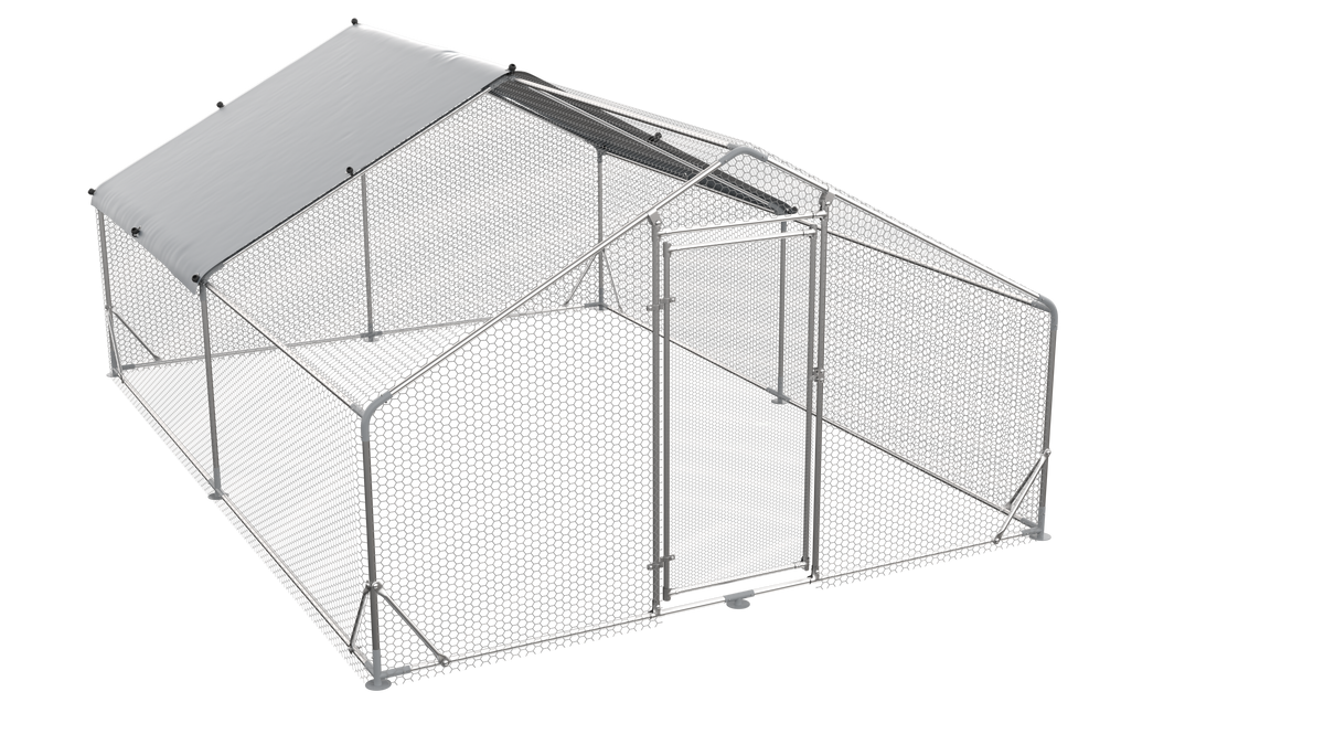 Large Metal Chicken Coop - Poultry Cage with Waterproof Cover