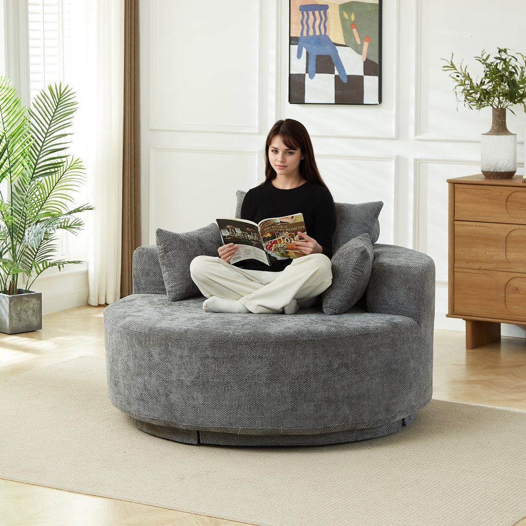 55''L Chenille Foam Single Swivel Chair