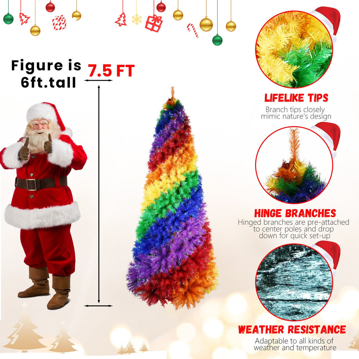 9ft Rainbow Spiral Christmas Tree