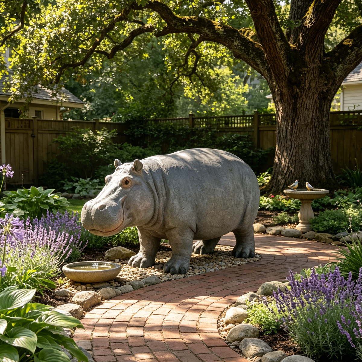 Weather Resistant Hippopotamus Garden Statue