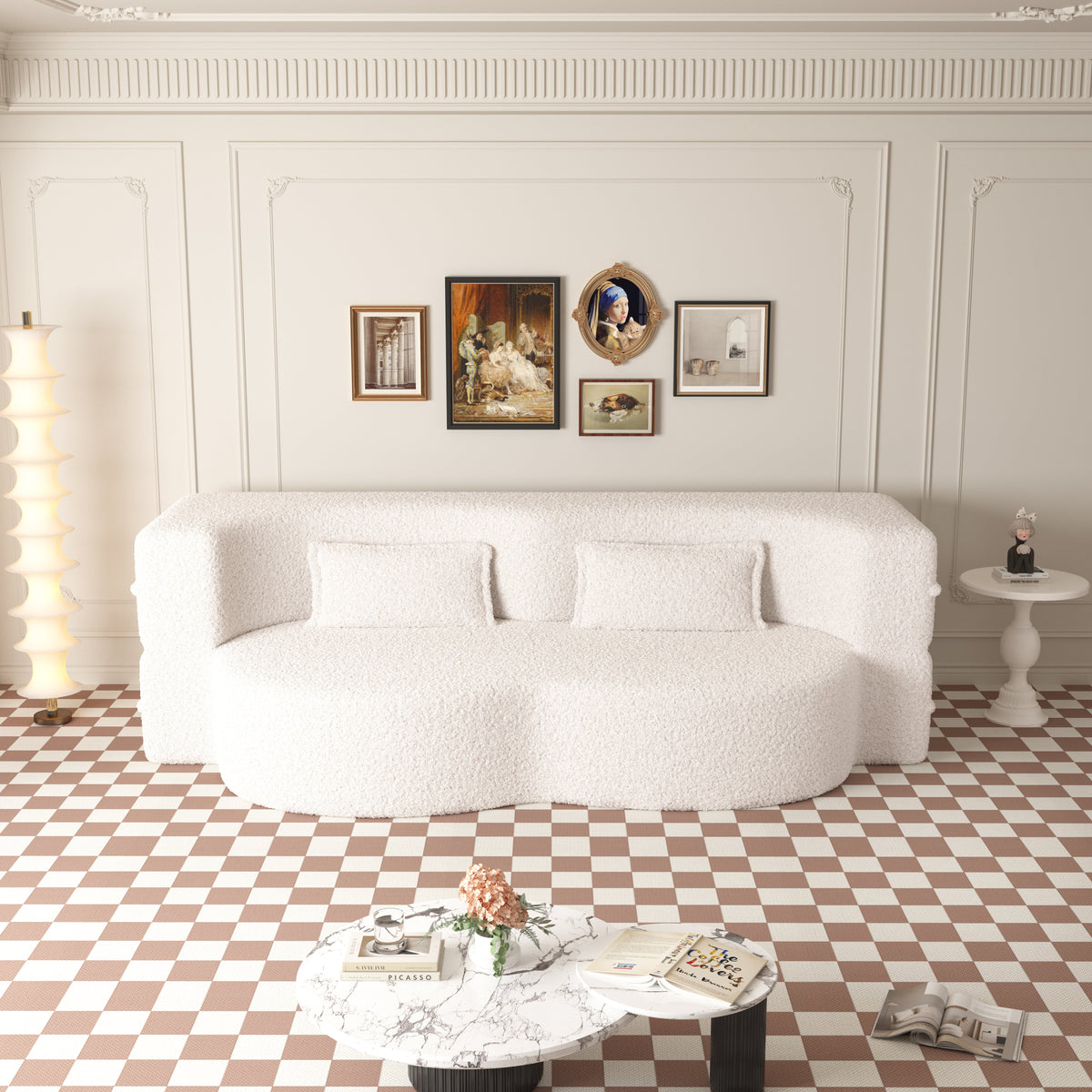 Modern Floor Sofa with 2 Pillows