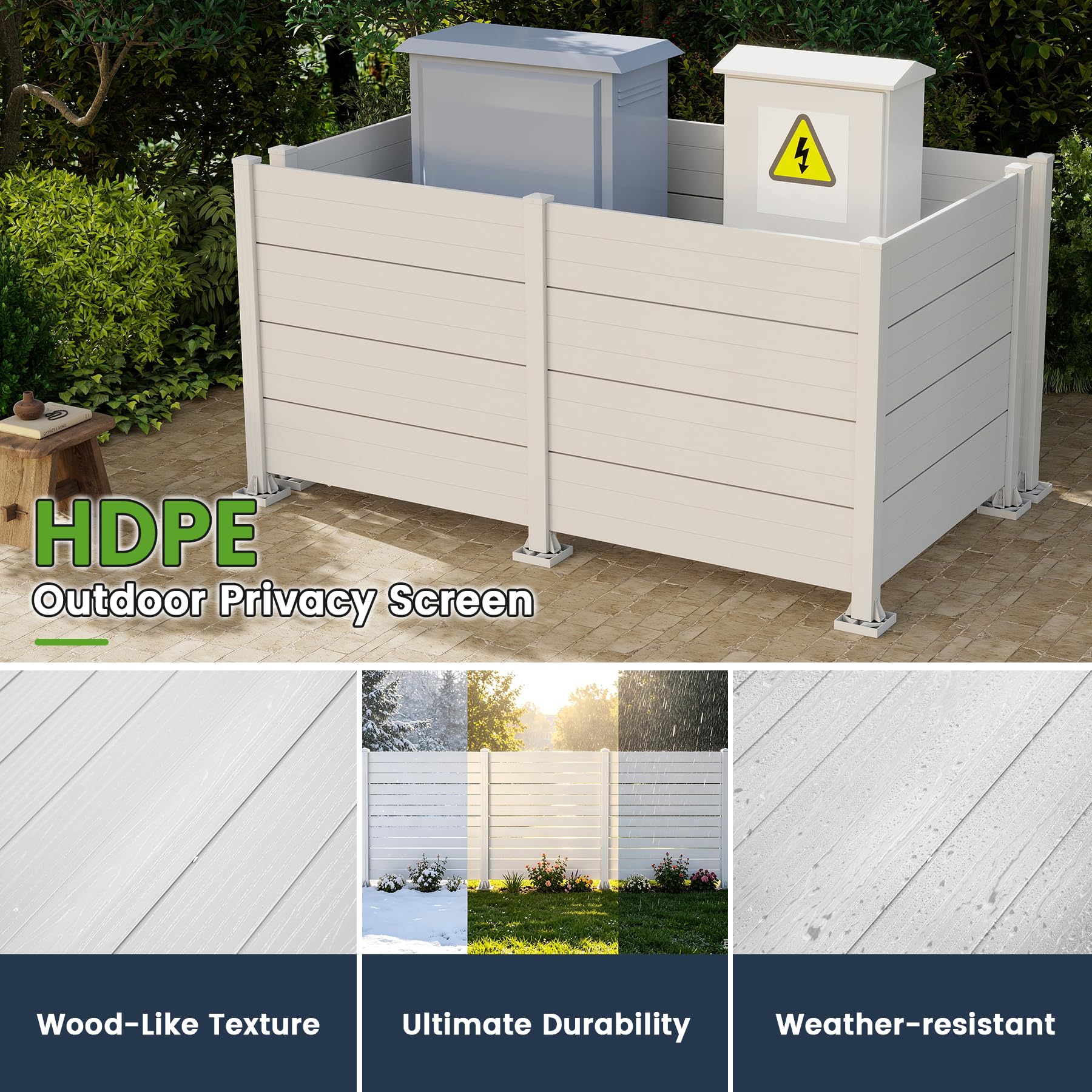 50" W x 49" H Outdoor Privacy Screen, Air Conditioner Fence