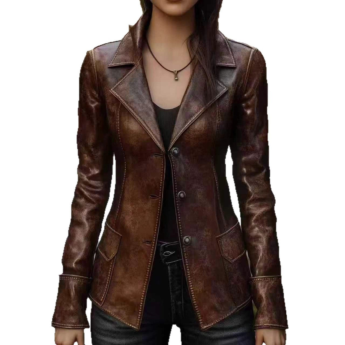 Chic Retro Cool Biker Leather Jacket Top