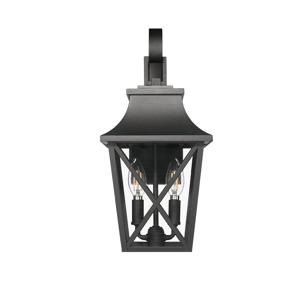 Black Outdoor Wall Lantern 2-Light Set