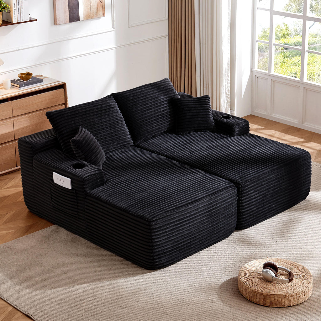 69" Cloud Sectional Couch, L-Shape Chaise with R-Shape Chaise