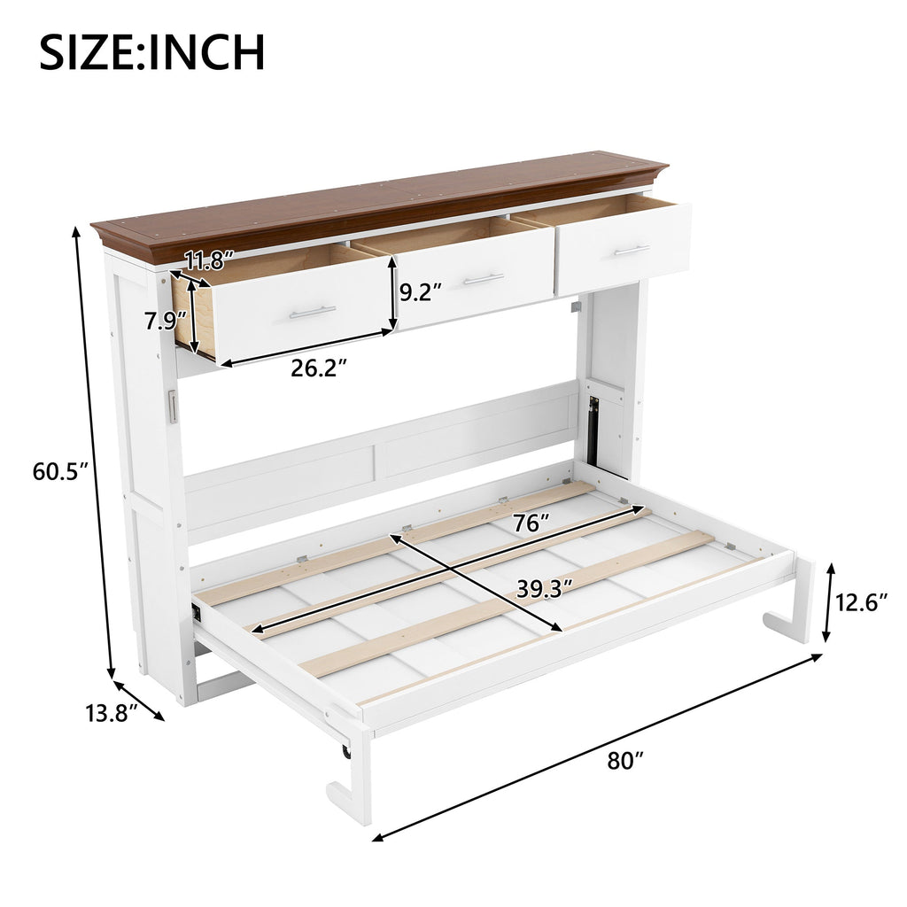 Twin Size Murphy Bed with 3 Drawers