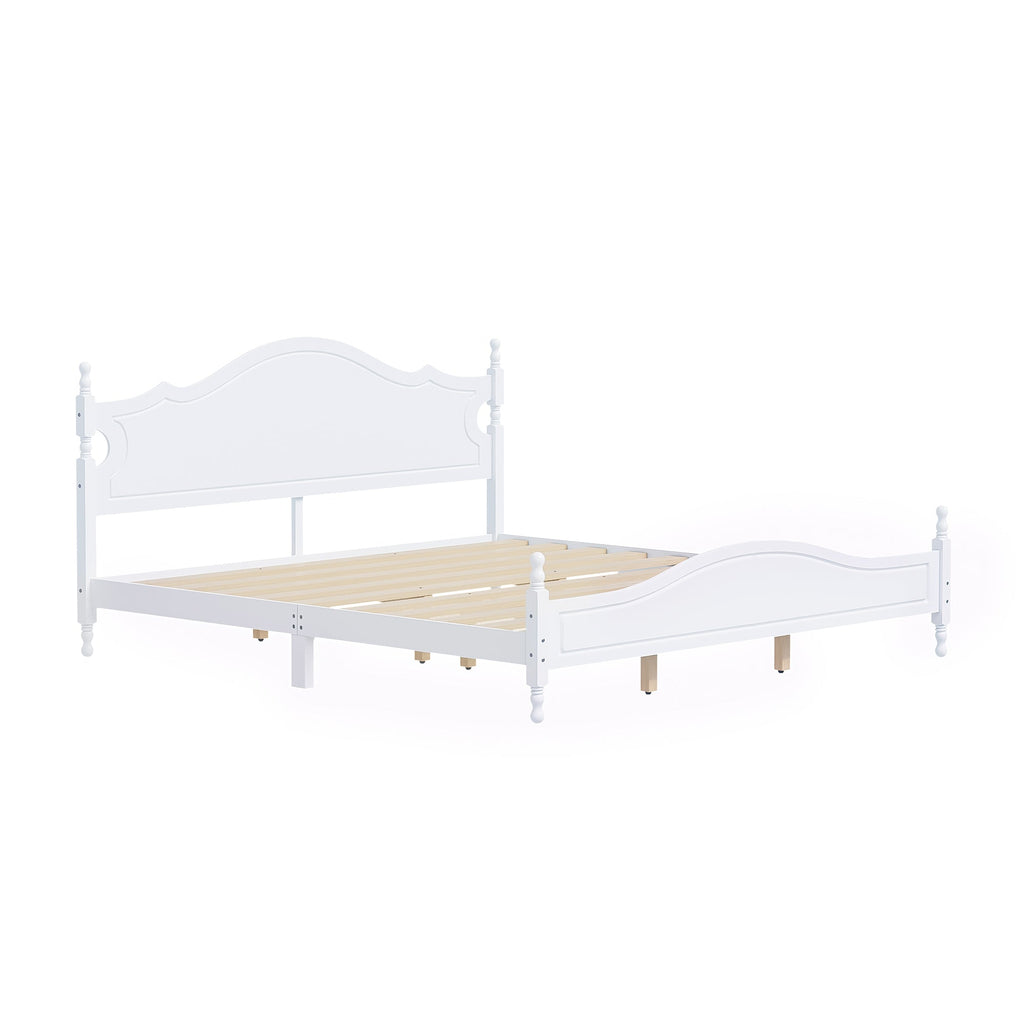 Retro Style King Bed Frame with Headboard