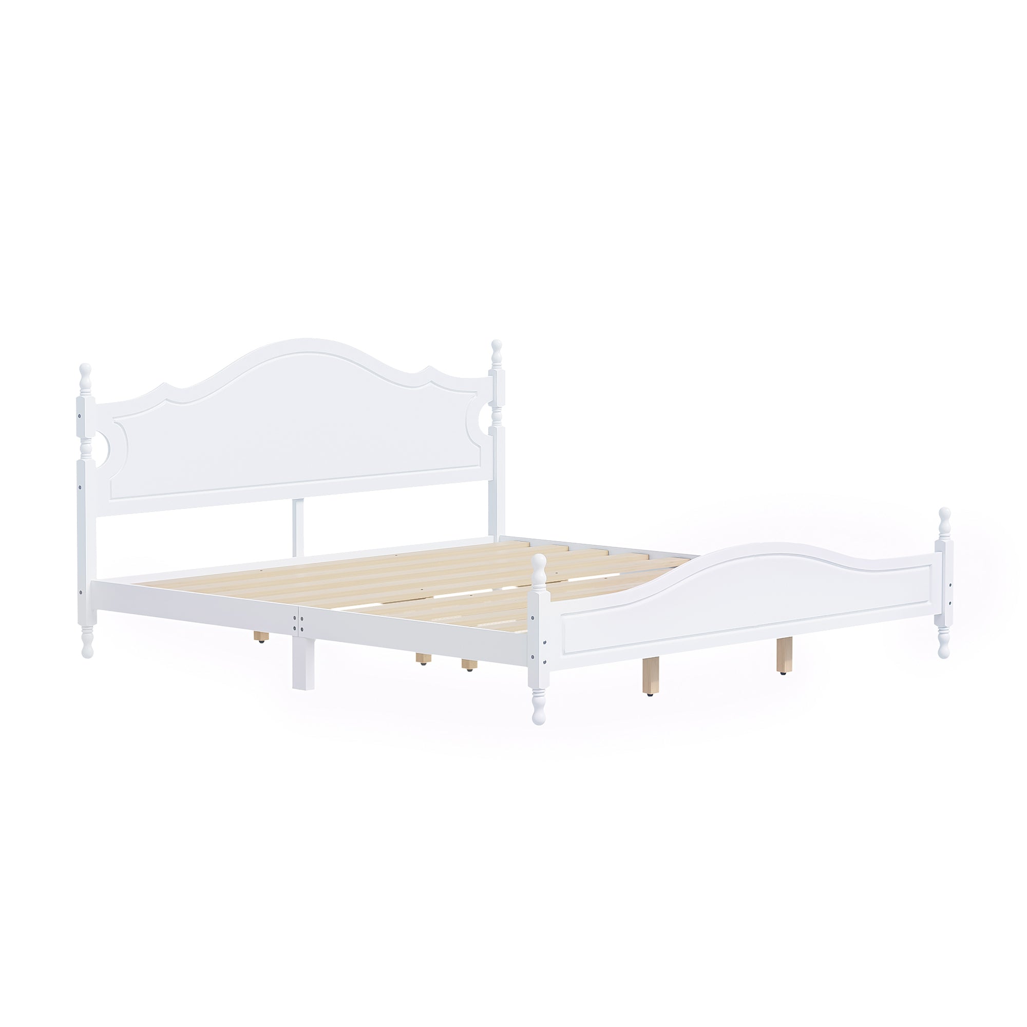 Retro Style King Bed Frame with Headboard