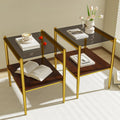 Set of 2 Rectangle End Tables with Tempered Glass Top