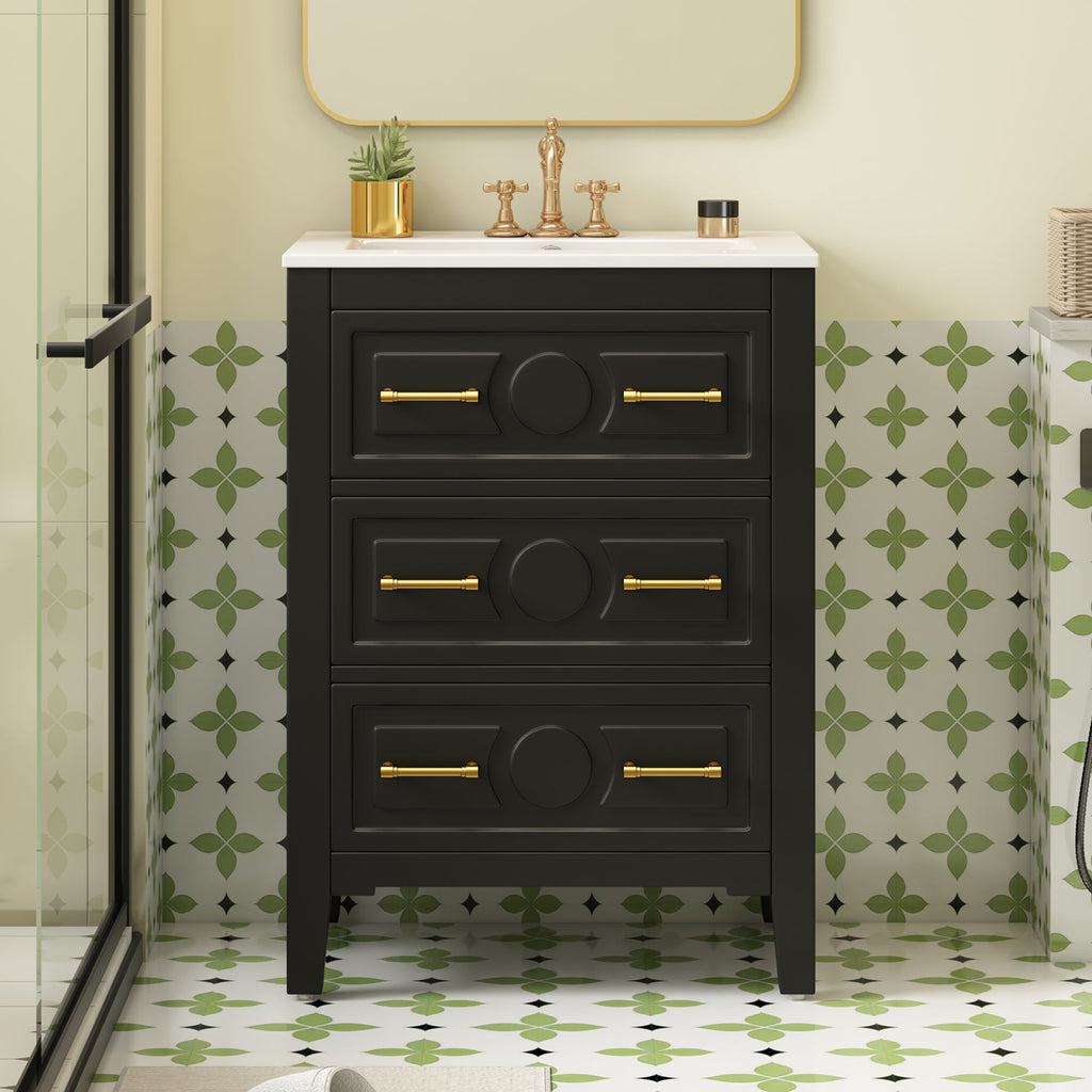 24'' Bathroom Vanity with Ceramic Sink Combo