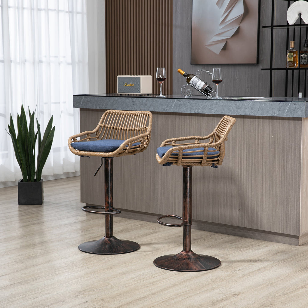 Modern Swivel Bar Stools Set of 2 Adjustable Counter Height Chairs