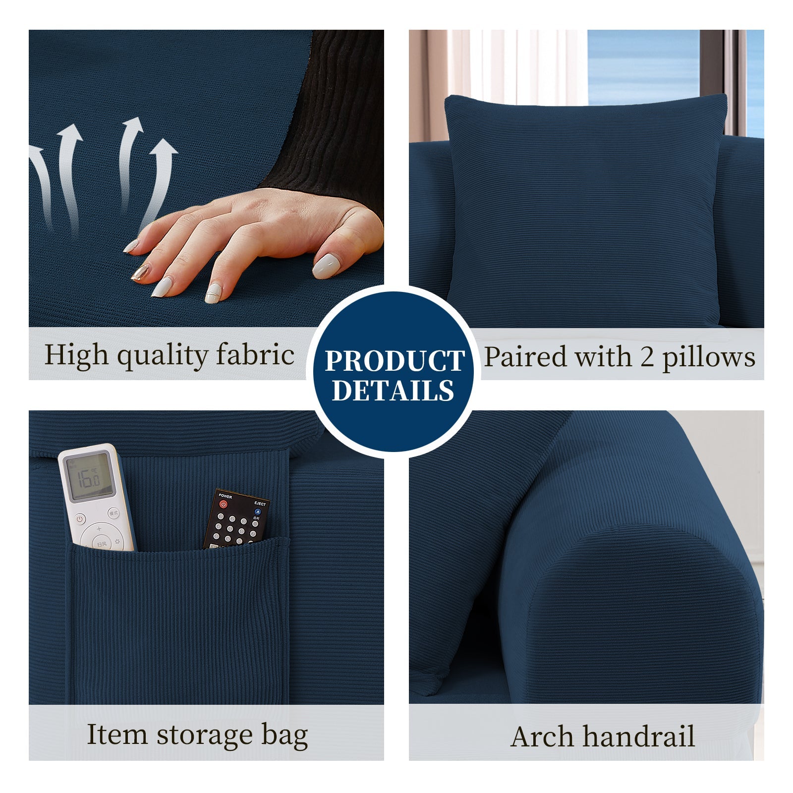 Spring Sofa with High-Quality Fabric, Pillows & Storage
