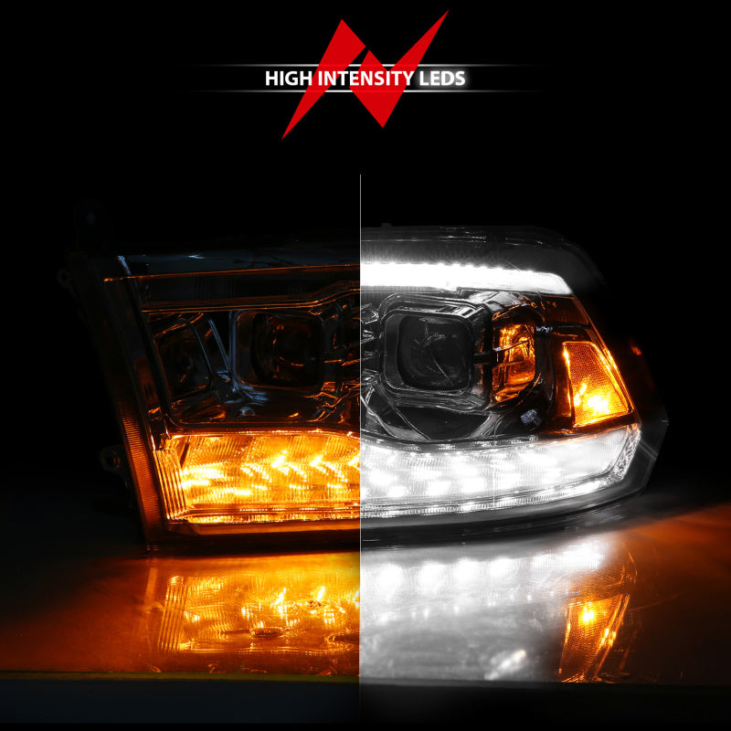 ANZO 09-19 Dodge RAM 1500 / 10-18 2500/3500 LED Proj Headlights SeqSig Chrome - Pair 111627A