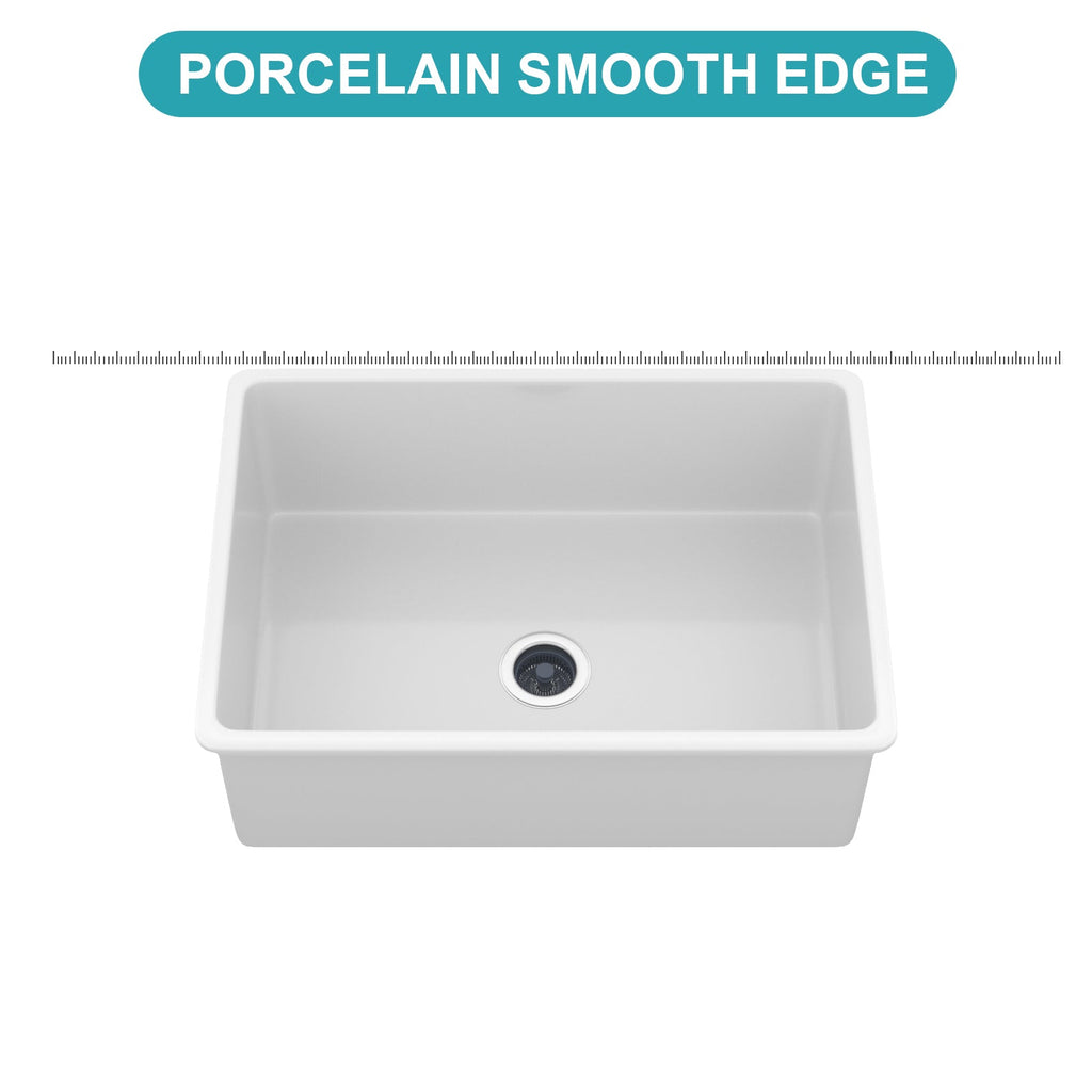 27"x19"x10" Undermount Single Bowl Fireclay Kitchen Sink