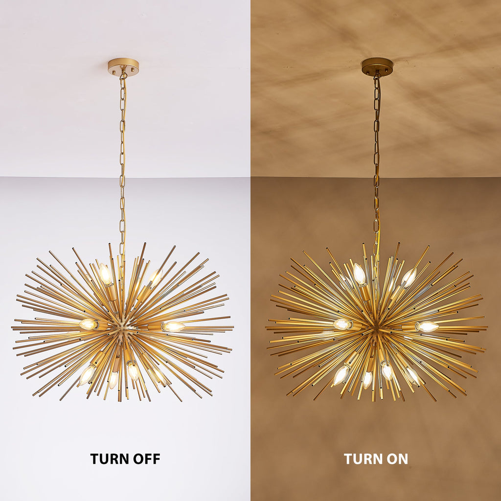 29" Mid-Century Modern 12-Light Starburst Chandelier