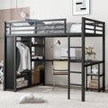 Full Size Loft Bed Frame with Built-in Wardrobe