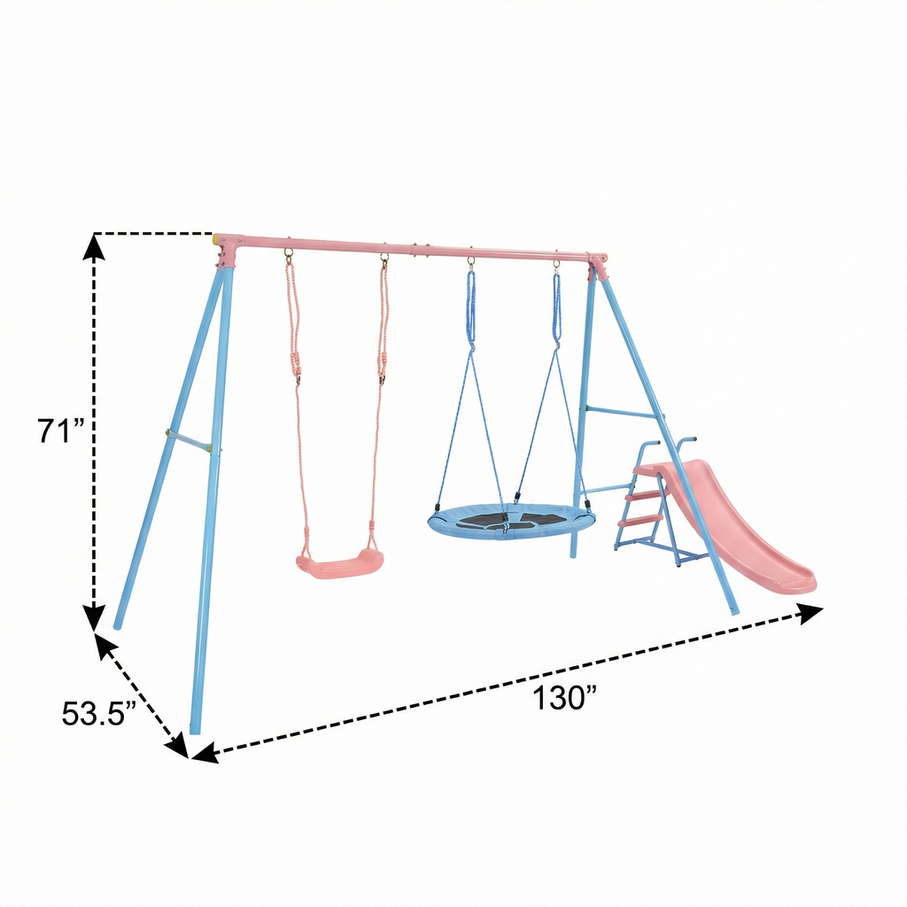 XNS107 Two Swing Set with Slide