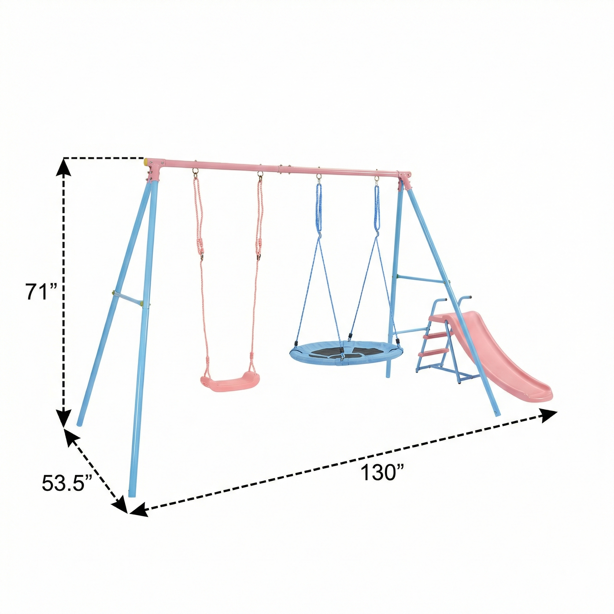 XNS107 Two Swing Set with Slide