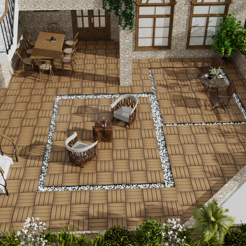 WPC Wood-Plastic Composite Patio Floor Tiles