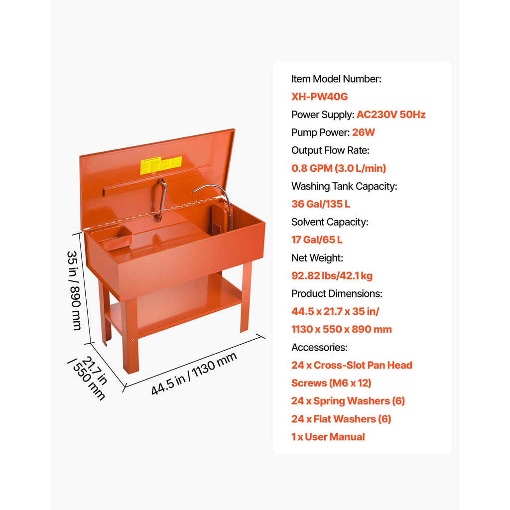 Parts Washer 40-Gallon with Electric Pump