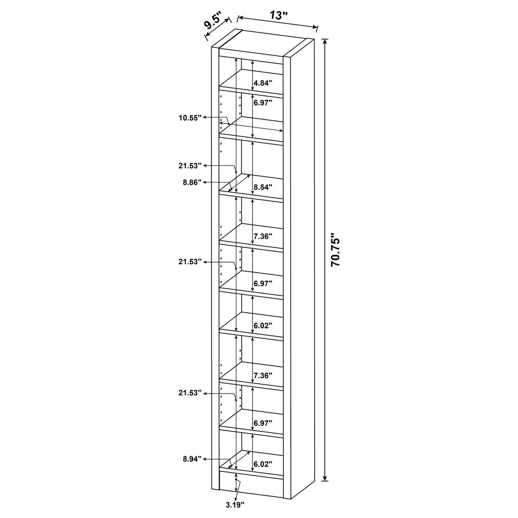 Cappuccino Rectangular Bookcase
