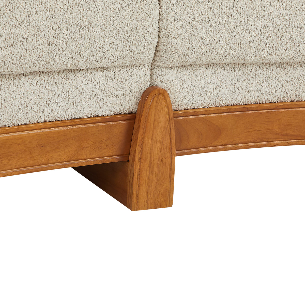 Elegant Curved Boucle Sofa with Solid Wood Frame