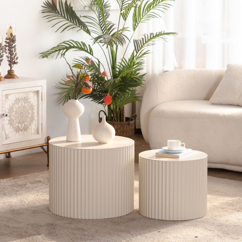 Beige Nesting Coffee Table Set of 2