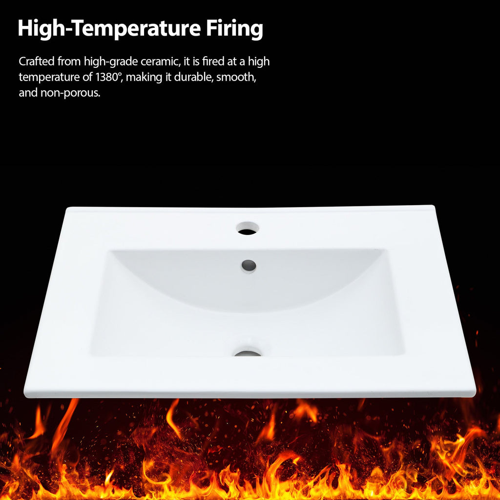 24" x 18" Bathroom Ceramic Console Sink
