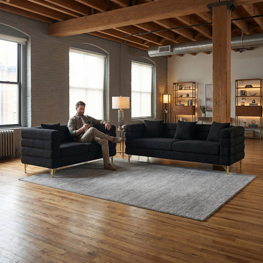 Cloud-Shaped Plush Sofa Set