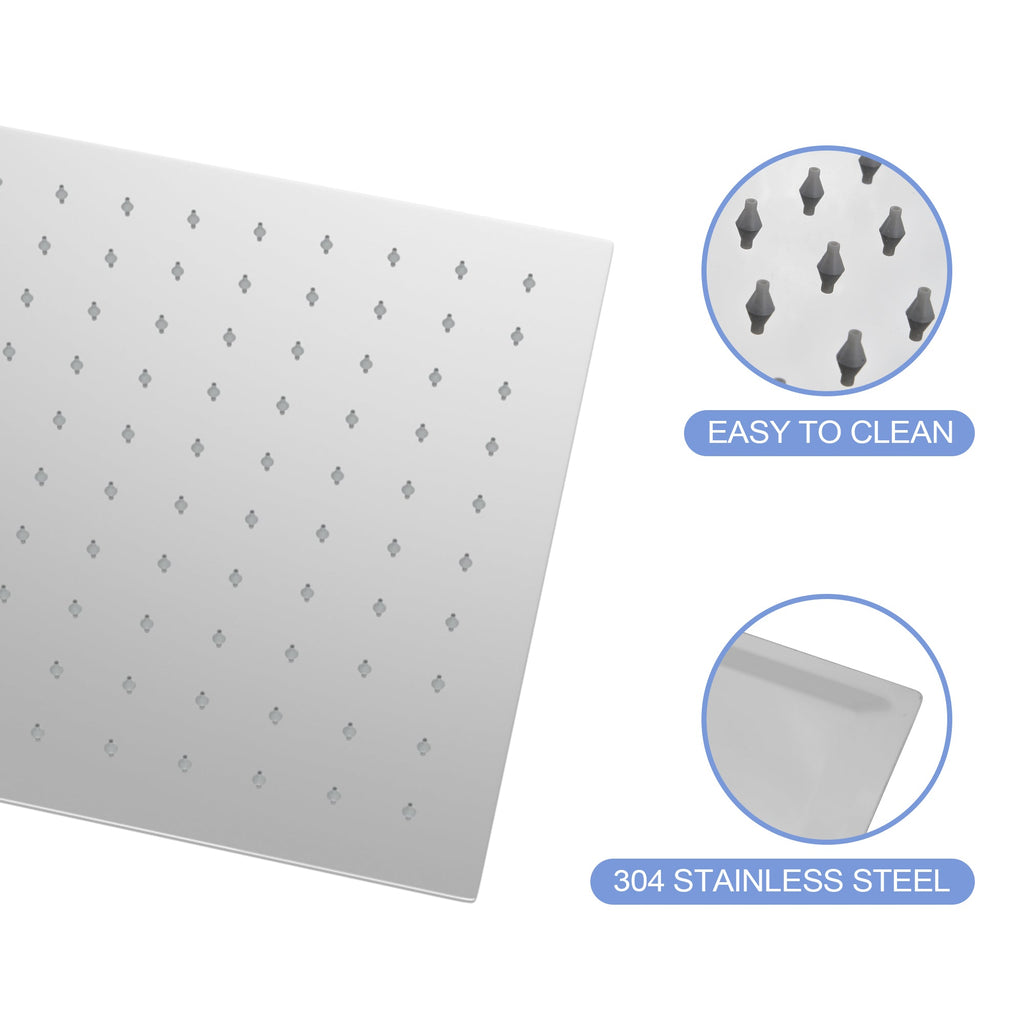 10" Square Rainfall Shower Head, Wall/Ceiling Mounted
