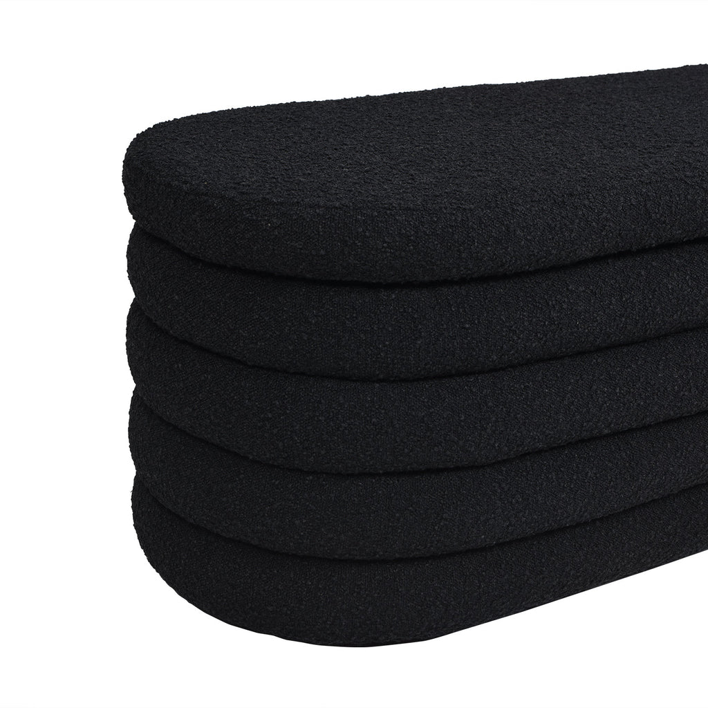 Fuji 49" Upholstered Oval Storage Bench, Ebony
