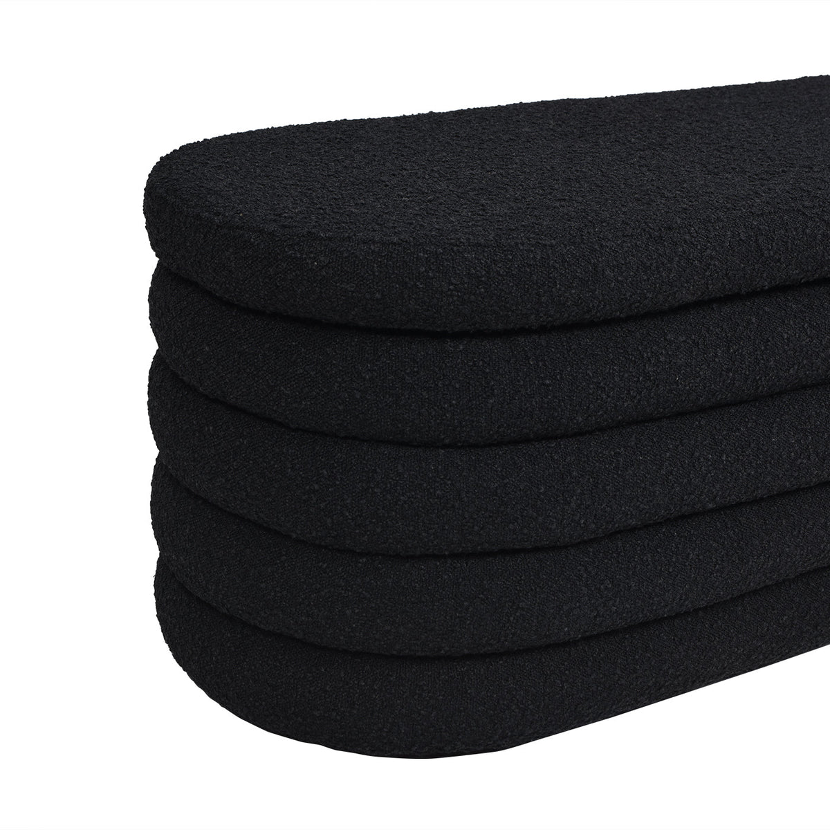 Fuji 49" Upholstered Oval Storage Bench, Ebony