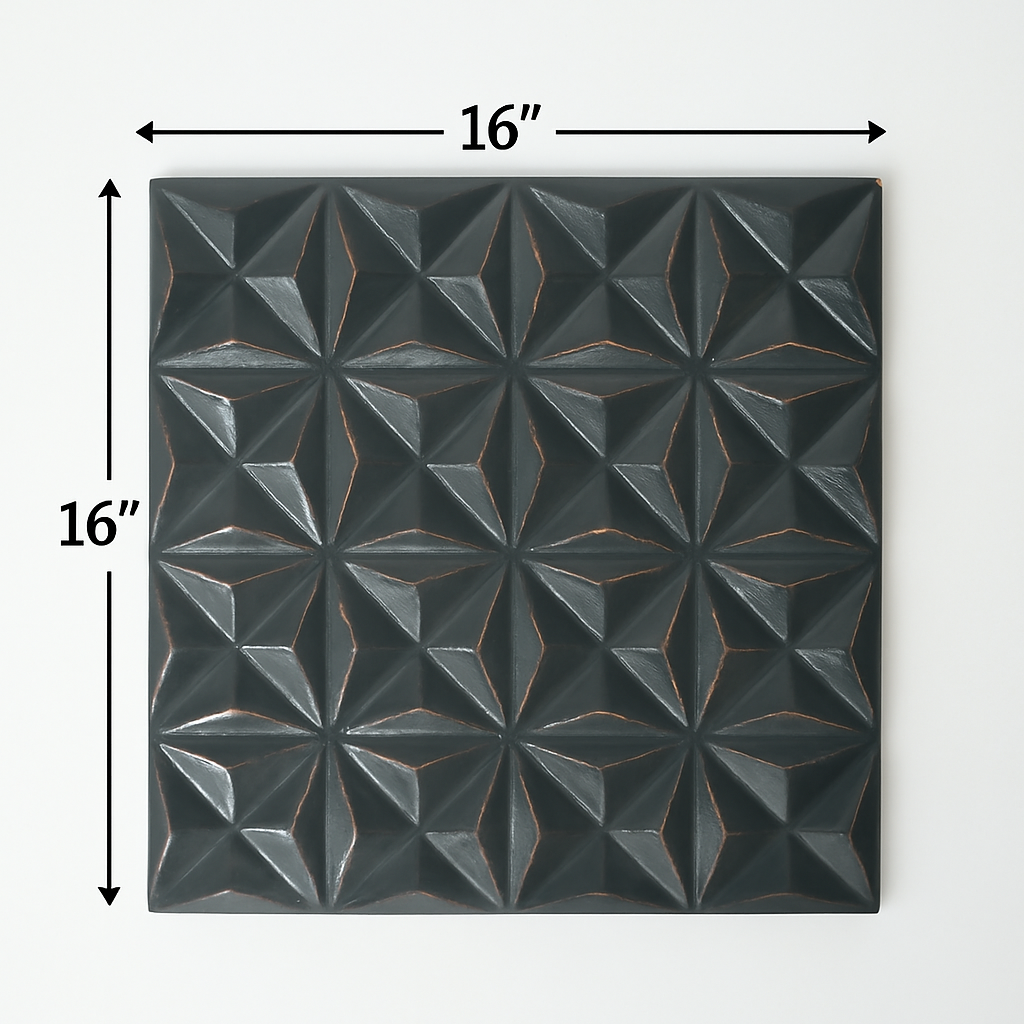 Black Square Shape Handcrafted MDF Wall Decor – 16"x16" Elegant Home Accent