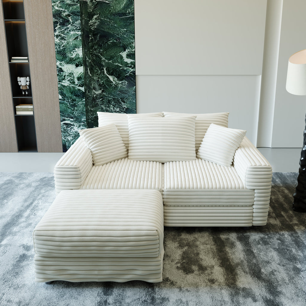 82.7" Plush Corduroy 3-Seat Sofa