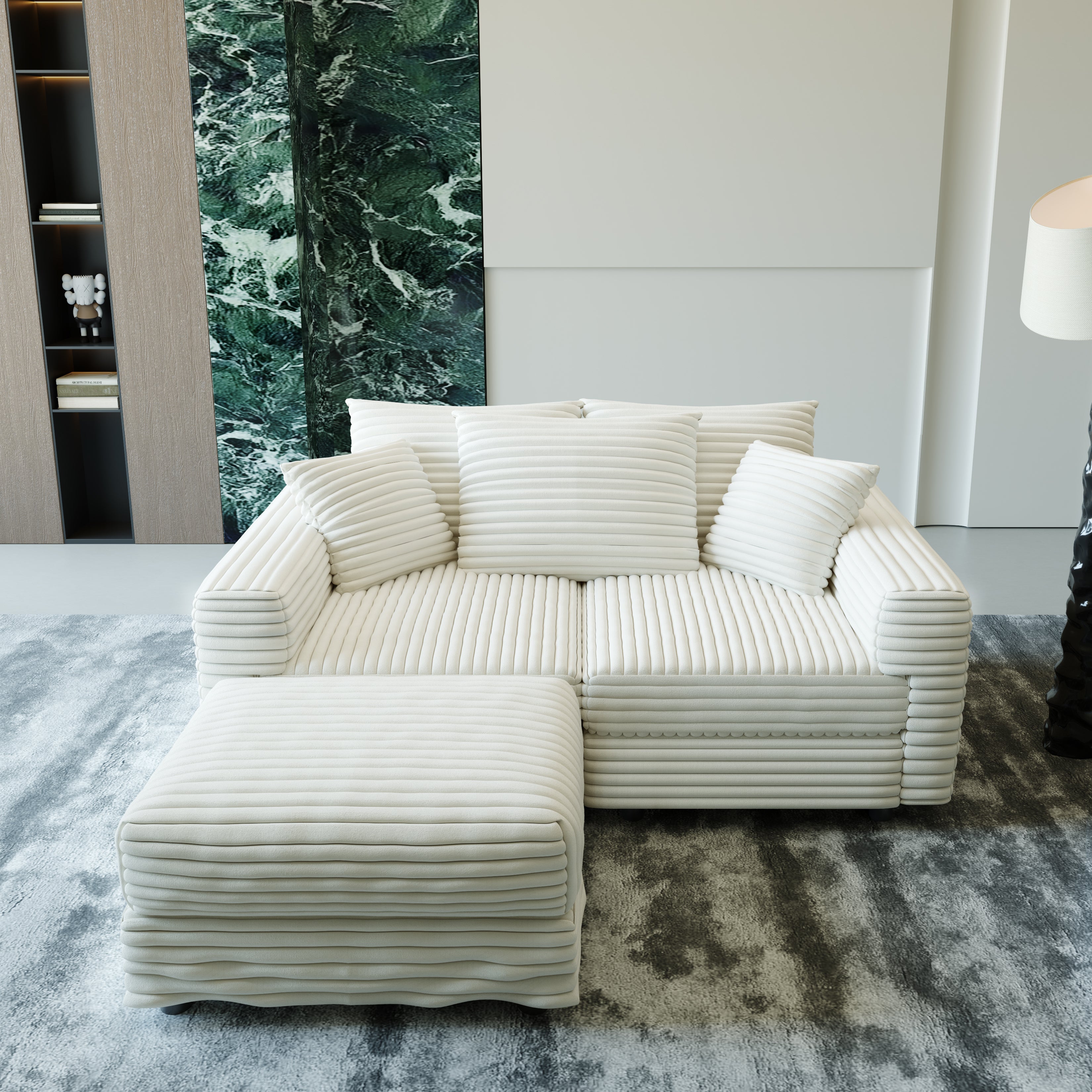 82.7" Plush Corduroy 3-Seat Sofa