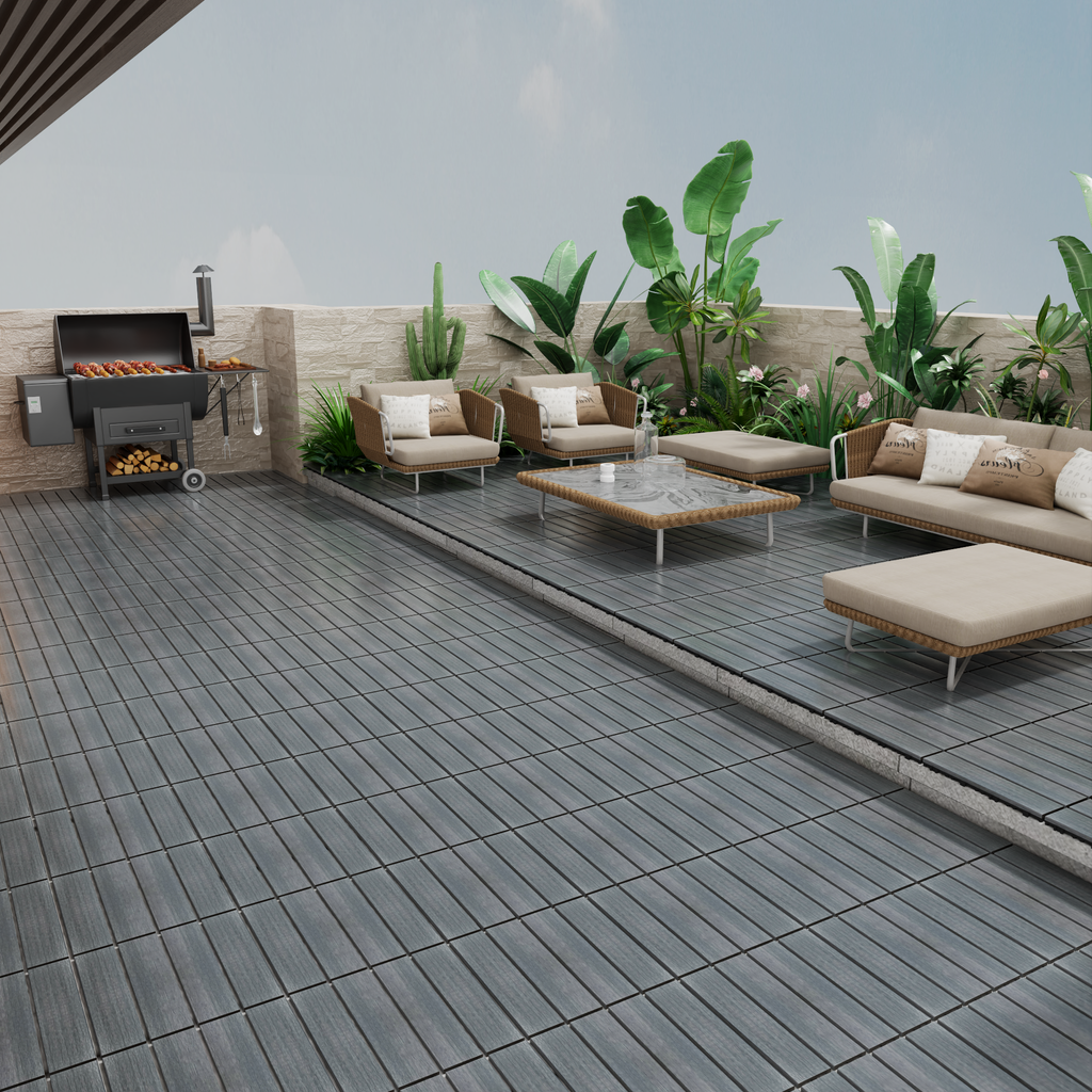 WPC Wood-Plastic Composite Patio Floor Tiles - Pack of 22