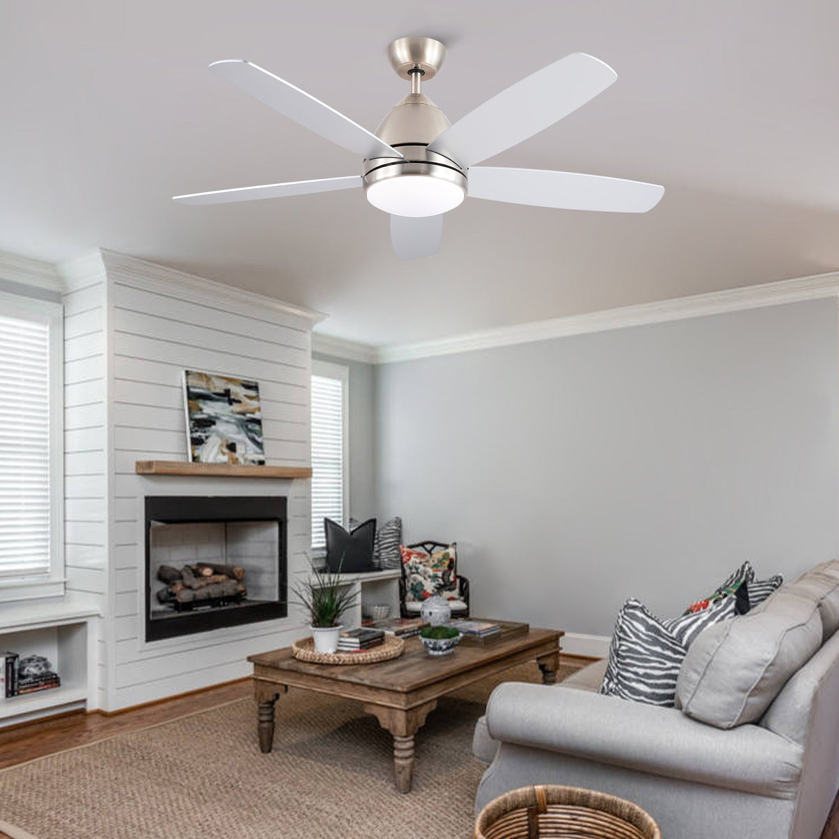 52 In. Indoor Brushed Nickel Ceiling Fan
