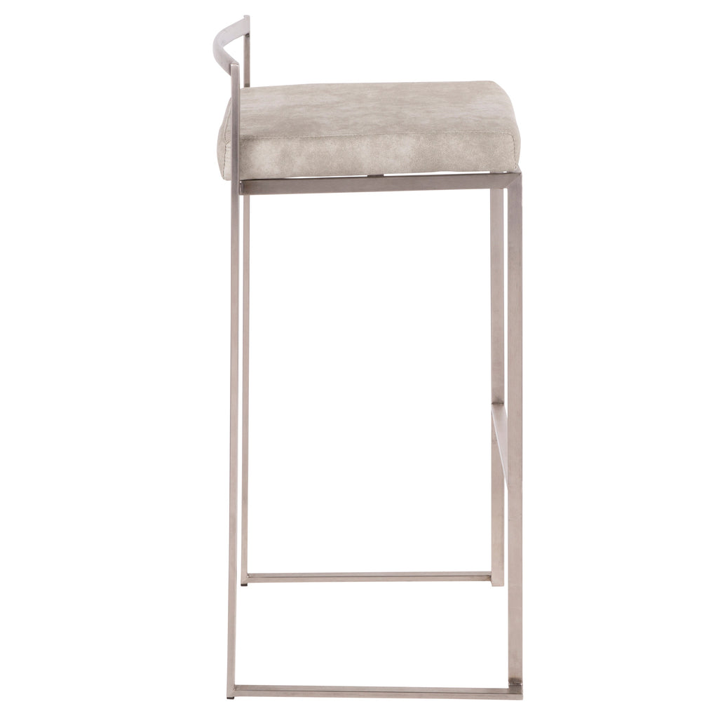 Contemporary Stackable Barstool in Stainless Steel with Light