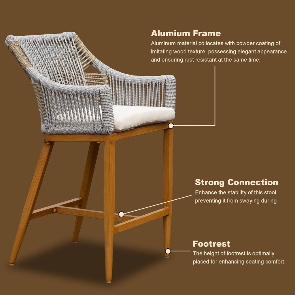 Bar Stools Set of 2, Outdoor Counter Height Bar Chairs