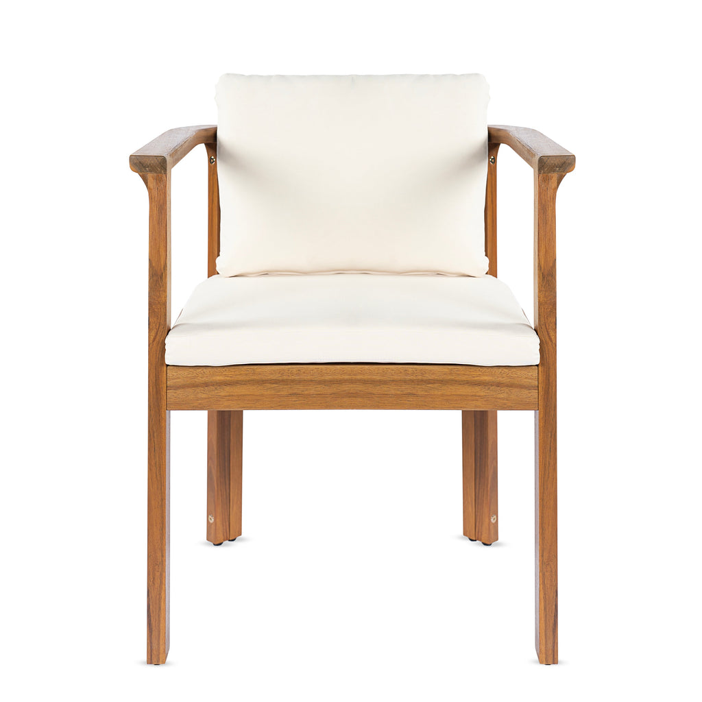 Outdoor Dining Chair Set of 4 with Curved Acacia Wood Arms