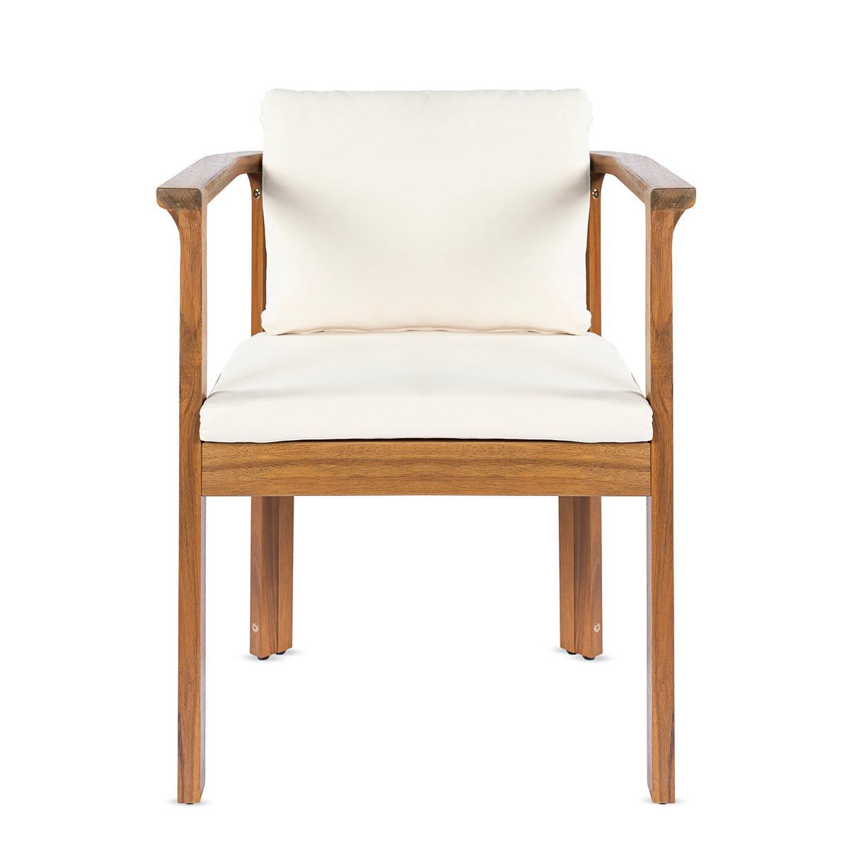 Outdoor Dining Chair Set of 4 with Curved Acacia Wood Arms