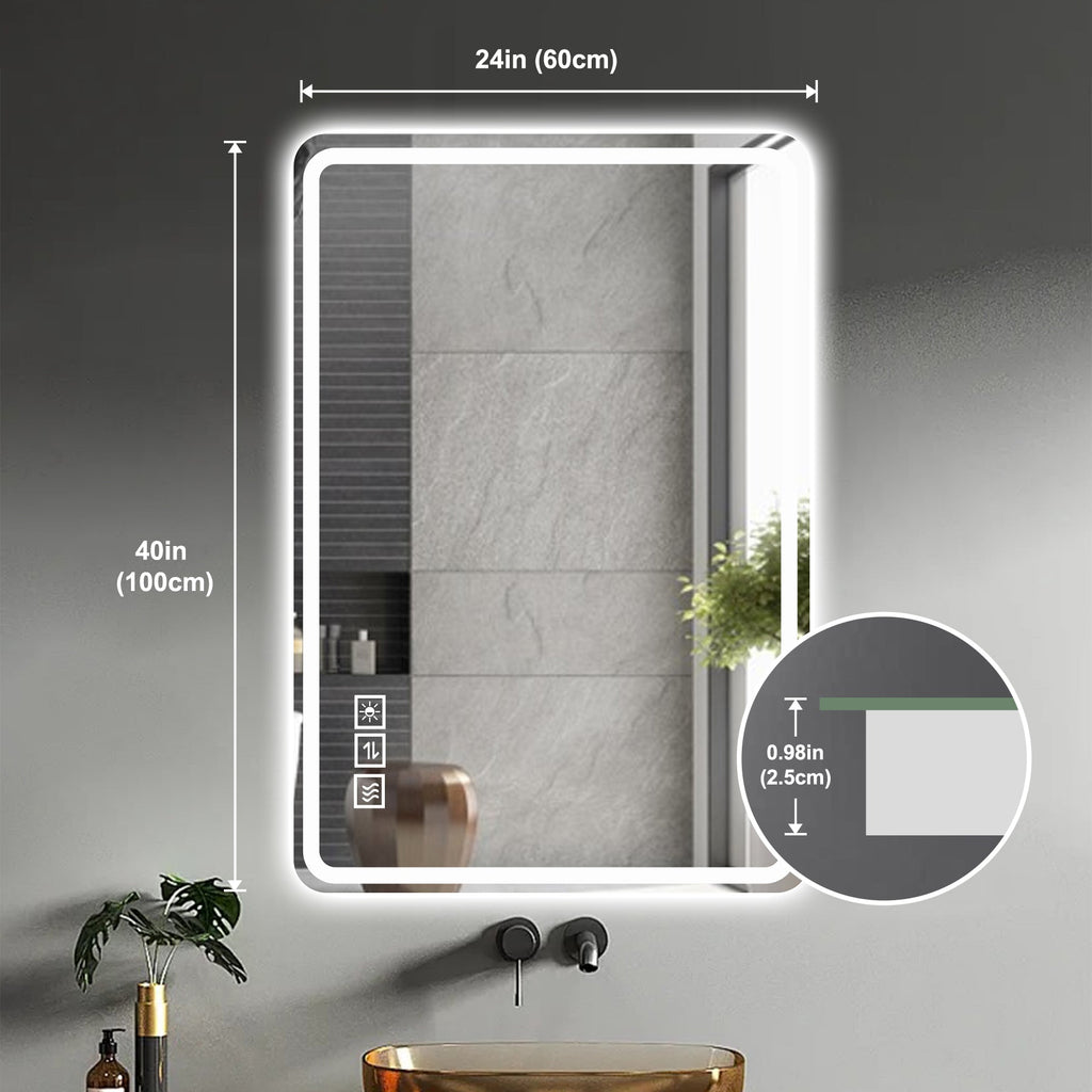 24X40 Inch LED Bathroom Mirror with Front Lights
