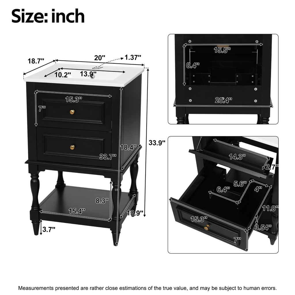 20'' Bathroom Vanity with Ceramic Sink