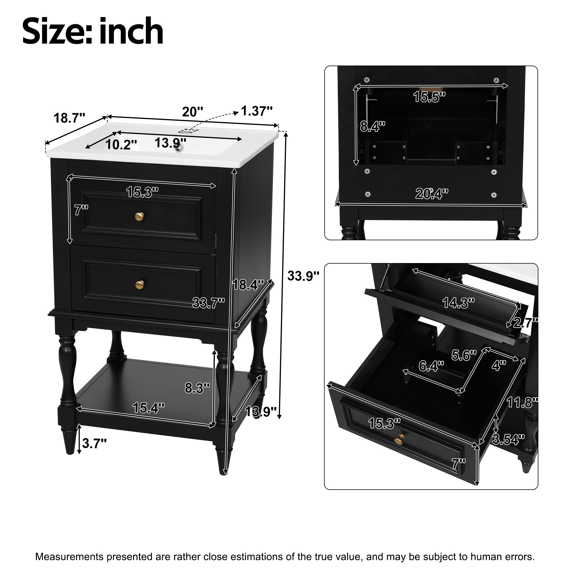 20'' Bathroom Vanity with Ceramic Sink