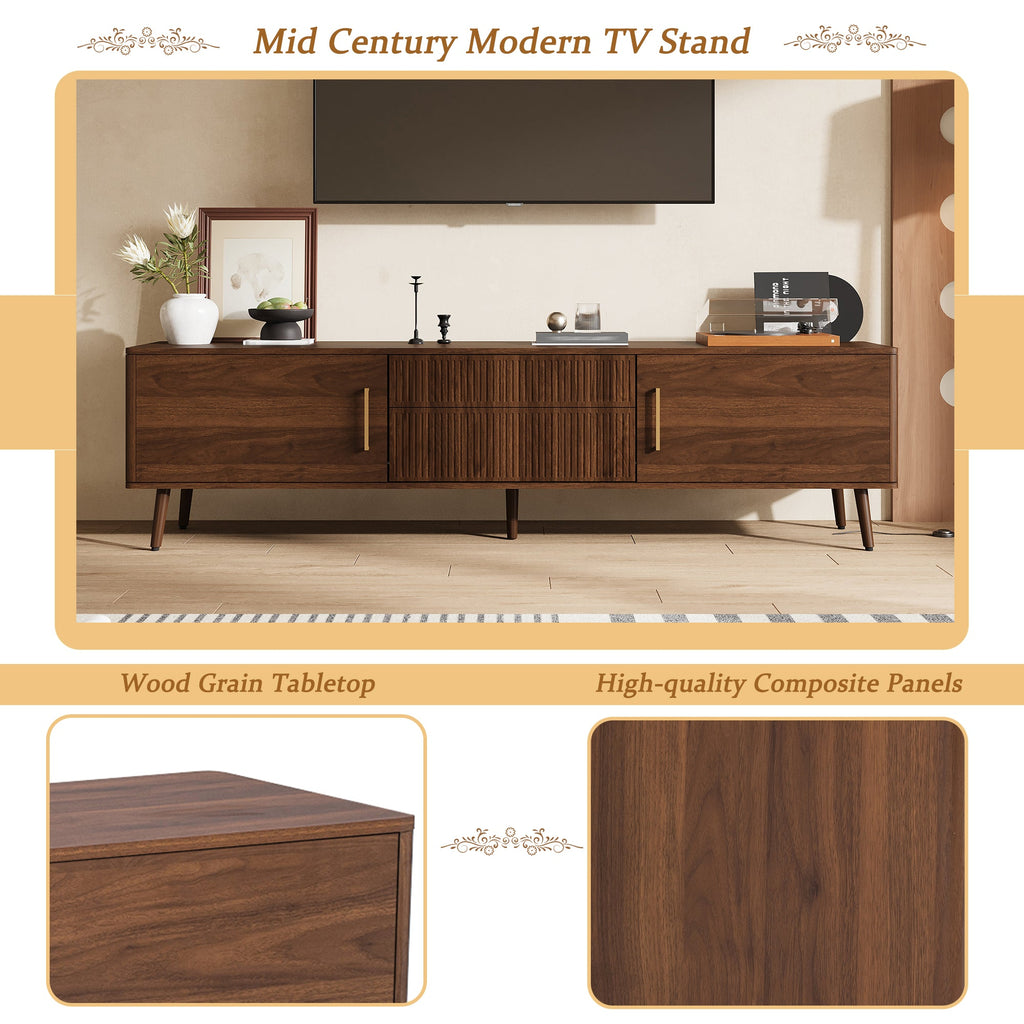 Mid Century TV Stand with 2 Drawers