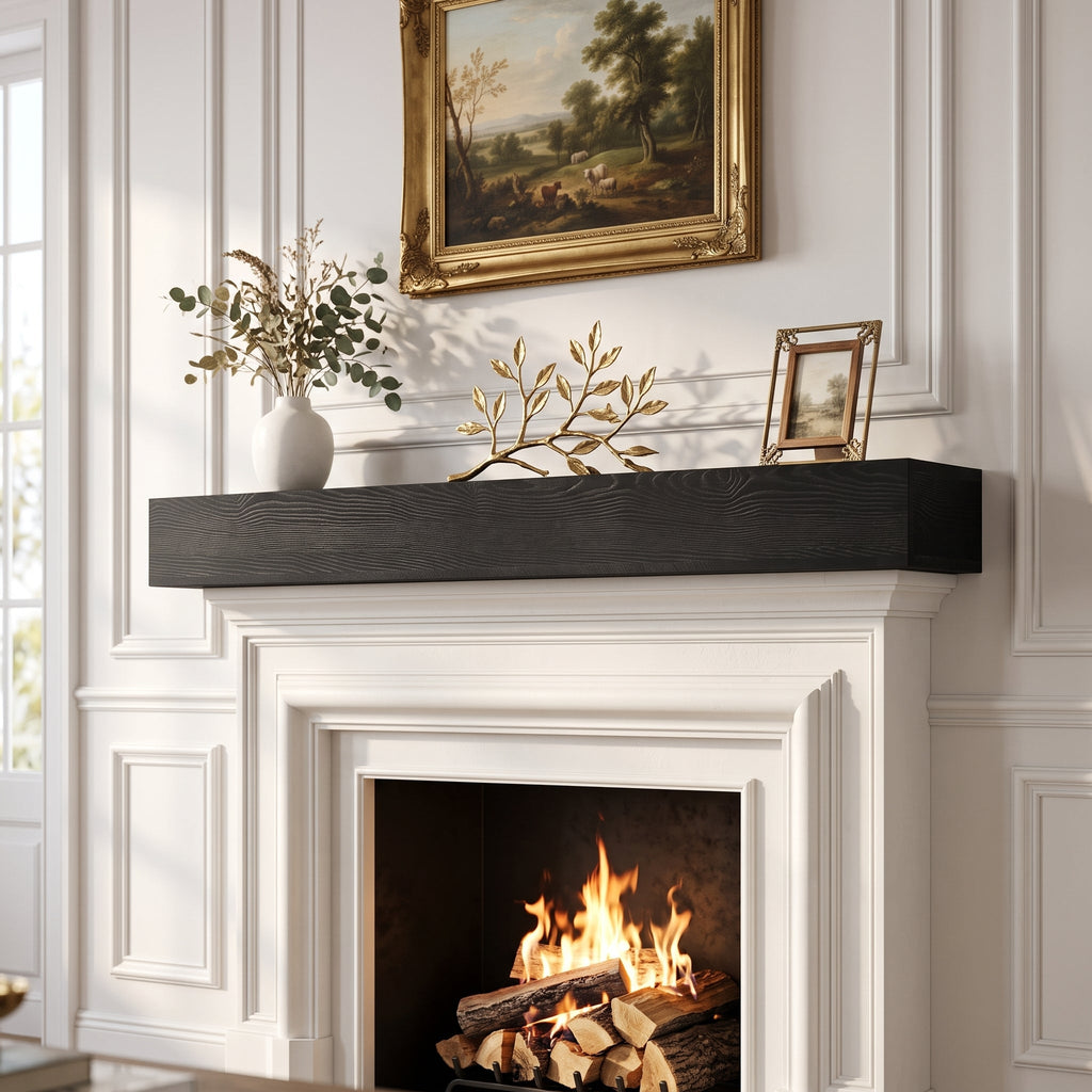 60'' Fireplace Mantel Pine Wood Wall-Mounted Shelf