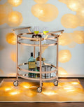 Lakelyn Clear Glass & Rose Serving Cart