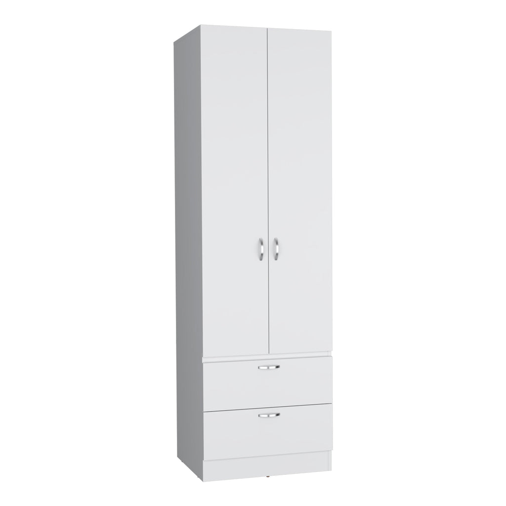 Armoire Wardrobe 76" H, Hanging Rod, 2 Drawers, 1 Shelf