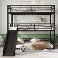 Queen Over Queen Over Queen Bunk Bed with Slide