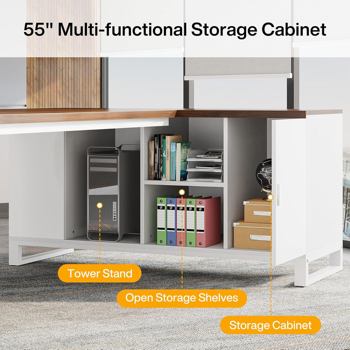 70.8-Inch Executive Desk with 55-Inch File Cabinet